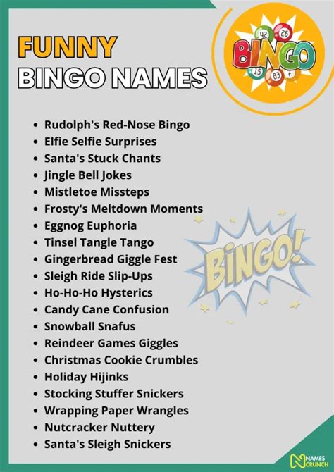 bingo names funny|bingo for fun not money.